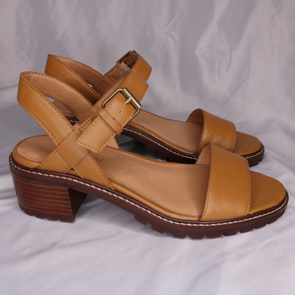Madewell Tan Leather Lug Sole Block Heel Sandals Size 8 NWOB - Picture 5 of 10